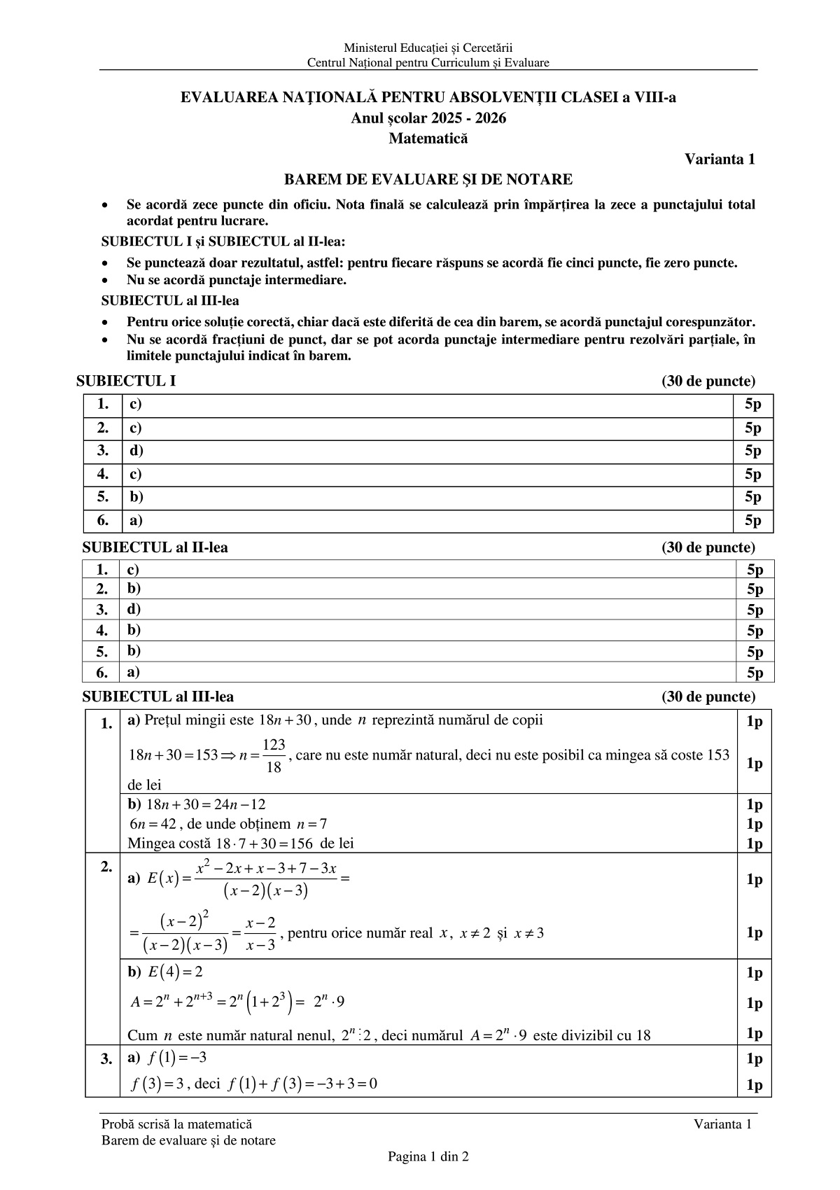 barem matematica