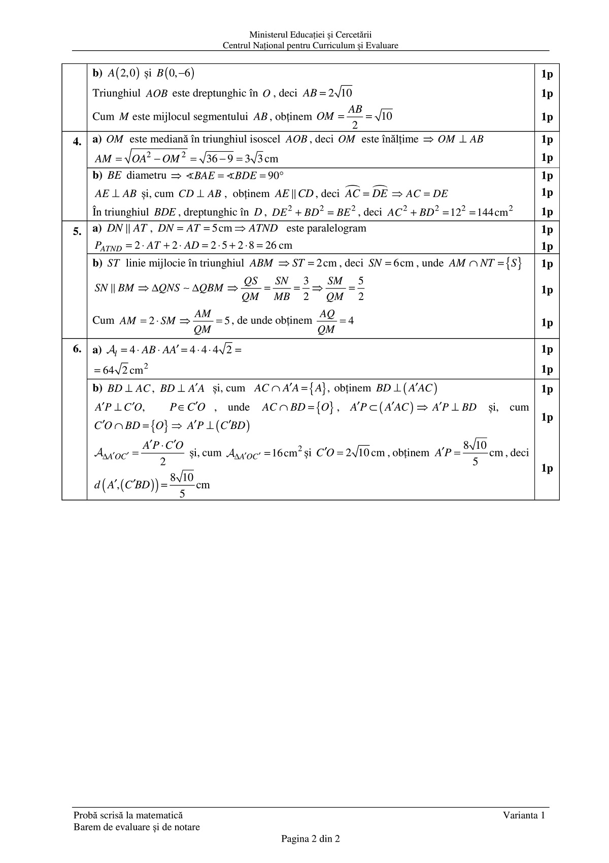 barem matematica
