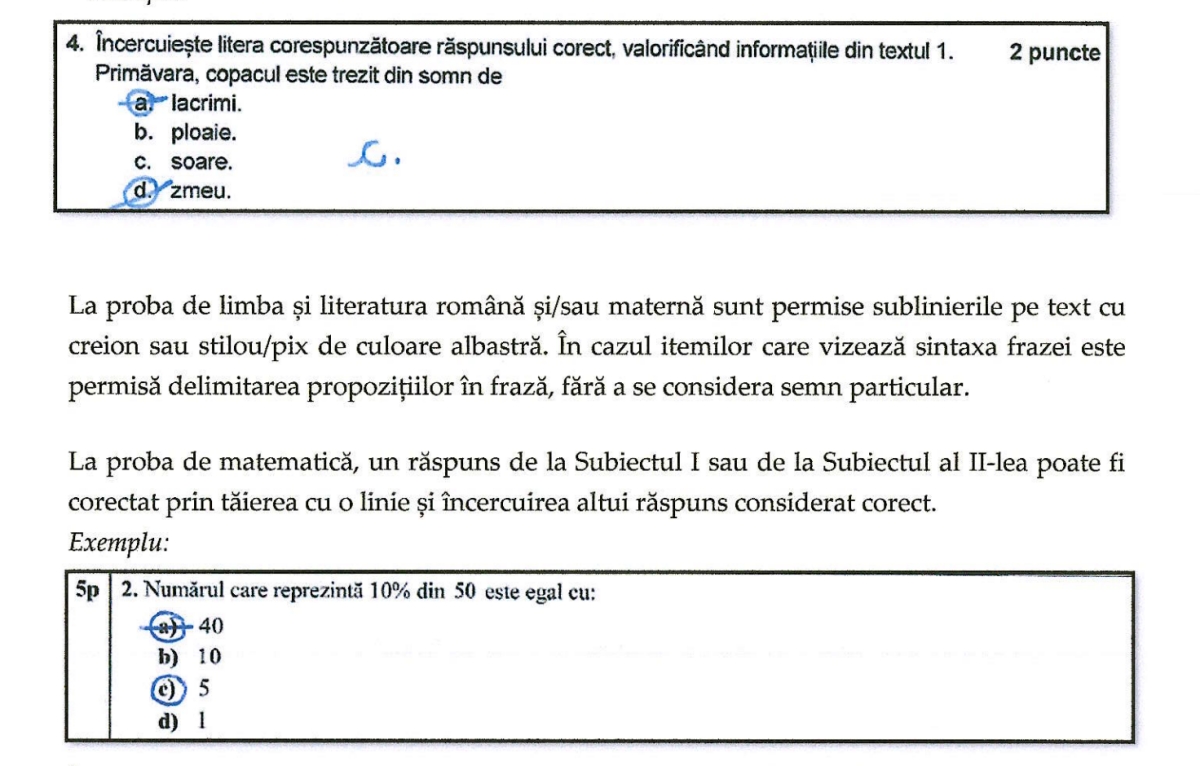 corectare foaie examen