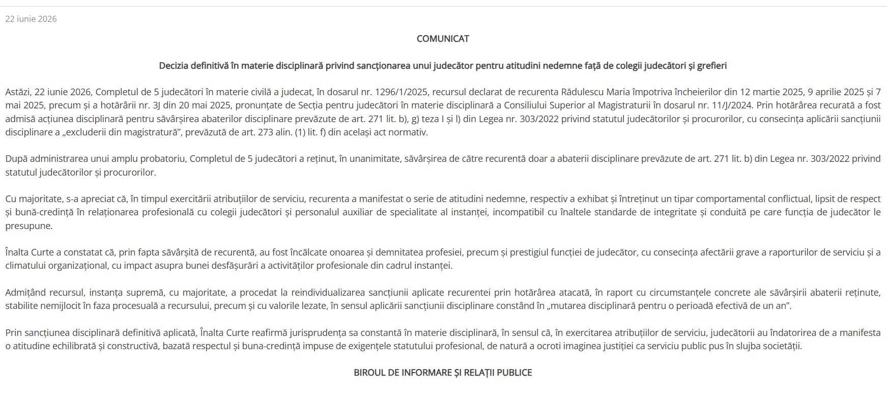 comunicat iccj