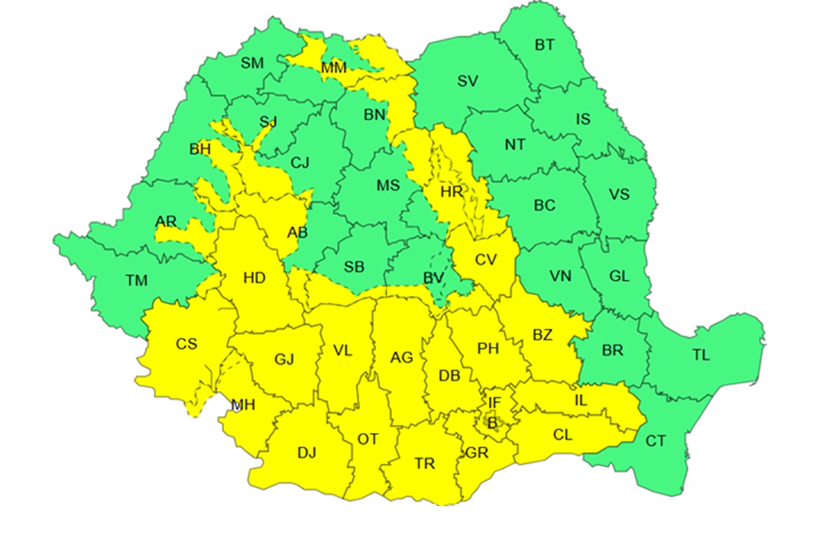 ploi Prahova cod galben