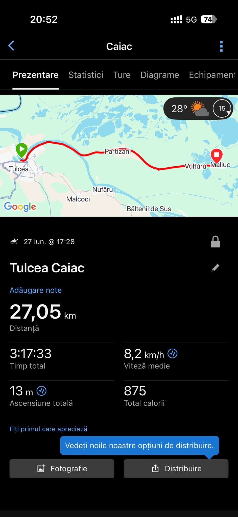 monitorizare caiac Flaviu Hoțopan