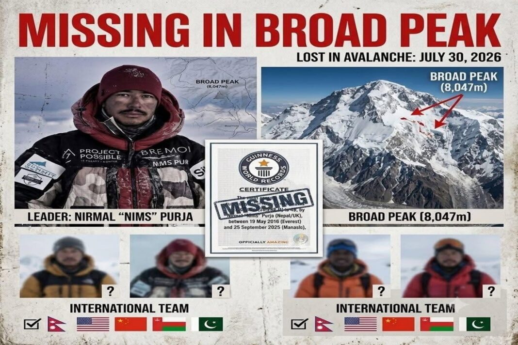 Avalanșă pe Broad Peak: Zece alpiniști, inclusiv legendarul Nirmal (Nims) Purja, sunt dați dispăruți în Pakistan