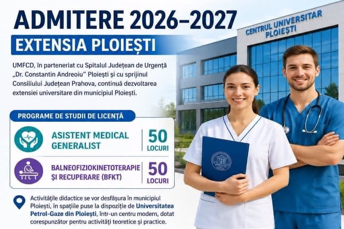 Au început înscrierile la UMF „Carol Davila” – Extensia Ploiești. Sunt disponibile 100 de locuri