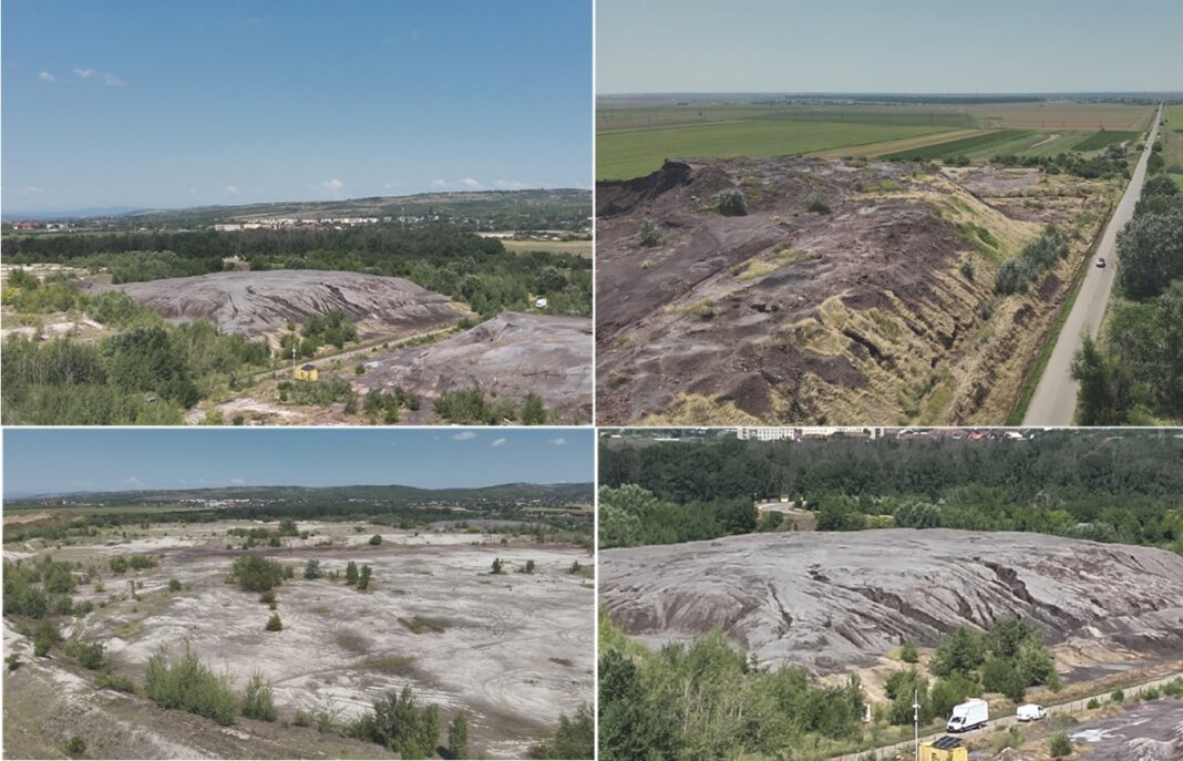 Poluarea istorică de lângă Ploiești, filmată din dronă. Milioane de tone de pirită și fosfogips zac la Romfosfochim, iar ecologizarea s-a blocat în costuri de milioane de euro – VIDEO